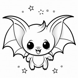 cute bat with moon and stars