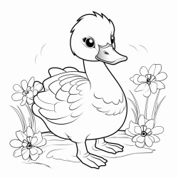little goose design with flower
