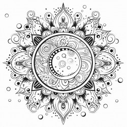 un coloriage pour adulte fminin style mandala lunaire