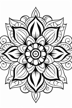 a cute mandala symphony  coloring bookvector white background black and white black drawing