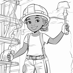 black girl electrician in a house under construction