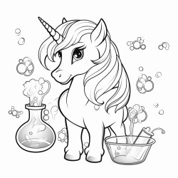 unicorn doing chemistry