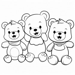 teddy bears in a comic style doing various human activities extremely simplistic