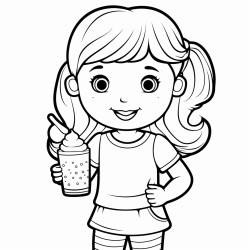 a girl holding a milkshake