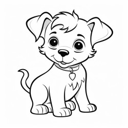oneheaded cute dog coloring page no background but can color a lot