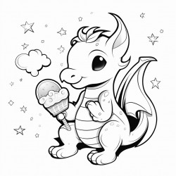 dragon eating a lollipop in space
