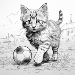 cat playing soccer