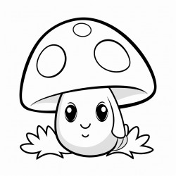 a friendly ladybug sitting on a red mushroom in a sunny meadow coloring book style thick black outlines