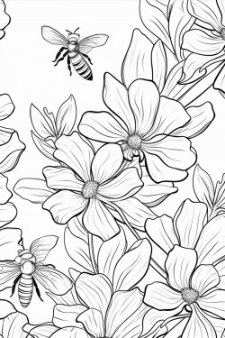honey bees buzz among the gardenia flowers
