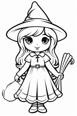 cute witch holding a broom