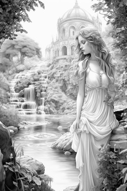 fairyland with a fairy emerging from the water