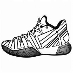 a basketball shoe with a soccer ball pattern and a black
