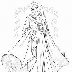 full length image of a cute muslim woman standing in a beautfil abaya