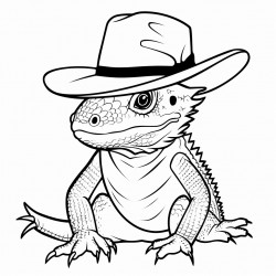 bearded dragon with a cowboy hat