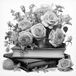 books and roses