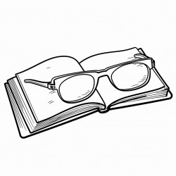 a pair of reading glasses on an open book