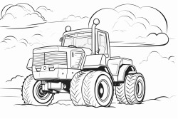 tractor flying in the clouds