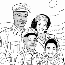 african american veterans reuniting with their family with kids emphasizing the human side of service