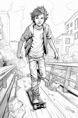 young boy skateboarding