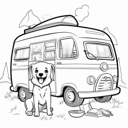 wohnmobil mit lterem paar mit hund