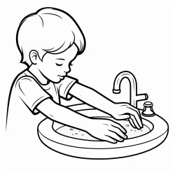hand washing steps thick outline label