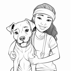 girl with staffie dog