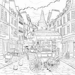 cotton candy cart in old street of paris