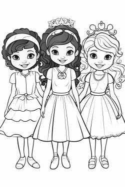 a group of girls all dressed up
