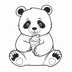panda eats ice cream cone