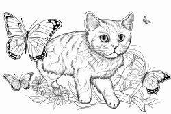 a playful cat chasing butterflies 0
