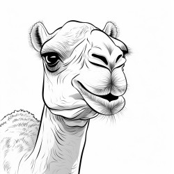 retro cartoon picture of a closeup face of a camel