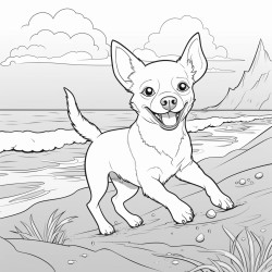 a chihuahua frolicking at the beach