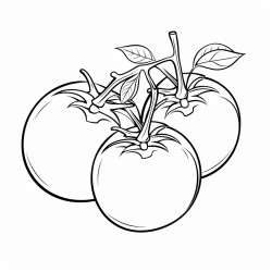 black and white coloring book drawing only medium thick outlines no grayscale simple drawing for kids drawing tomato