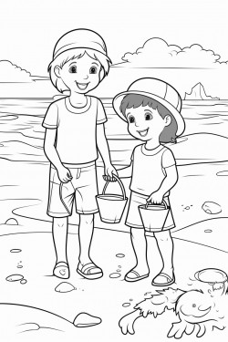 children playing at the beach