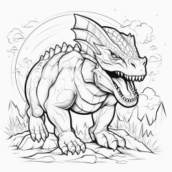 un tyrannosaure entrain de chasser des licornes