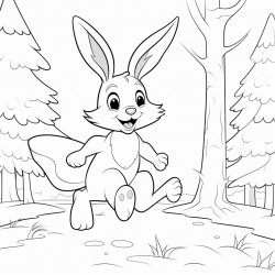 rabbit running in forest