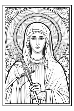 an orthodox icon style virgin mary of the seven swords