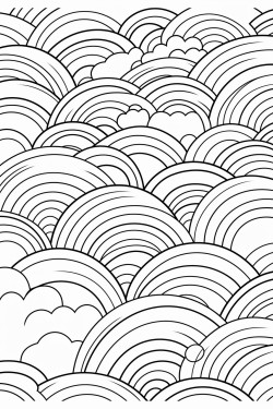 a cute zen waves  coloring bookvector white background black and white black drawing