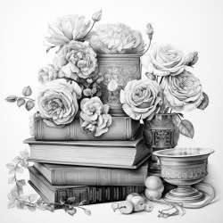 books and roses