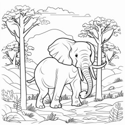 an elephant in a wild forest background