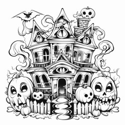 a fun nottooscary haunted house with friendly ghosts waving from the windows