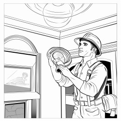 firefighter checking smoke detector