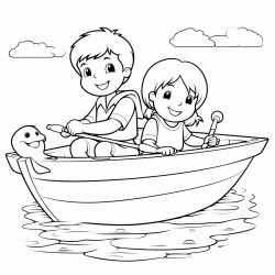 2 children on a boat
