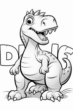 dinossaur with the first letter of it names in big size for kid colouring as well