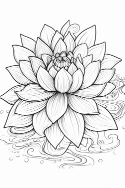 lotus flower floating on water with detailed petals
