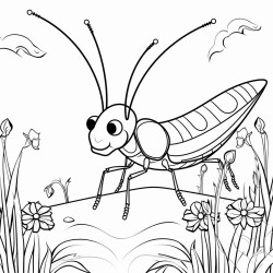 earwig with long forceps tail in a garden with sky background