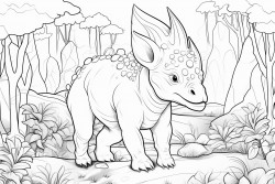 cute triceratops in the forest