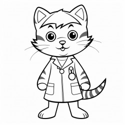 a cat in a doctor suit easy for kids and good lines very simple lines