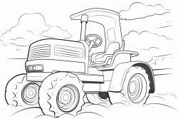 tractor flying in the clouds