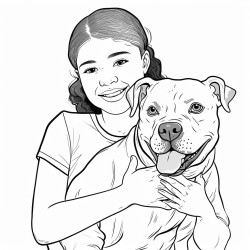 girl with staffie dog